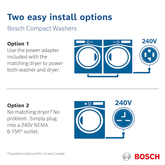 Bosch 800 Series High Efficiency Stackable Steam Cycle Smart Compatible Extra Small Front-Load Washer (Pearl Steel), WGB246AXUC/15 *JR2508, Retail: $1,999.00, FINAL PRICE: $1,199.99 + TAX