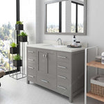 Virtu USA Caroline Avenue 48-in Cashmere Gray Undermount Single Sink Bathroom Vanity with Dazzle White Quartz Top