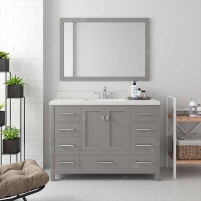 Virtu USA Caroline Avenue 48-in Cashmere Gray Undermount Single Sink Bathroom Vanity with Dazzle White Quartz Top