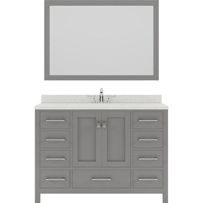Virtu USA Caroline Avenue 48-in Cashmere Gray Undermount Single Sink Bathroom Vanity with Dazzle White Quartz Top
