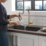 Delta Emmeline Single Handle Pull-Down Kitchen Faucet in Lumicoat Champagne Bronze, 9182-CZ-PR-DST, MRSP: $928, FINAL PRICE: $ + TAX