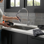 Delta Emmeline Single Handle Pull-Down Kitchen Faucet in Lumicoat Arctic Stainless, 9182-AR-PR-DST, MRSP: $842, FINAL PRICE: $ + TAX