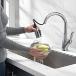 Delta Leland Single Handle Pull-Down Kitchen Faucet with ShieldSpray Technology in Arctic Stainless, 9178-AR-DST, MRSP: $585, FINAL PRICE: $ + TAX