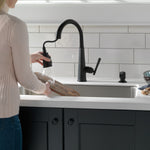 Delta Emmeline Single Handle Pull-Down Kitchen Faucet in Matte Black, 9182-BL-DST, MRSP: $842, FINAL PRICE: $ + TAX