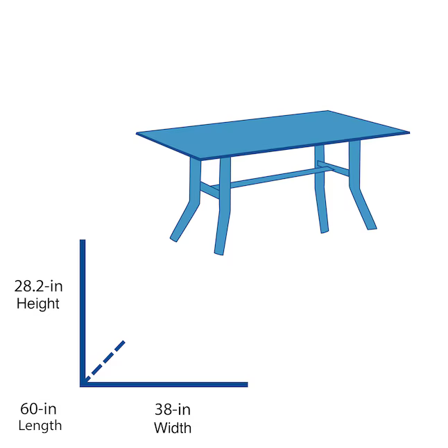 Style Selections Pelham Bay Rectangle Outdoor Dining Table 38-in W x 60-in L with Umbrella Hole, FTS00748C  1126654  *HD2409, Retail: $128, FINAL PRICE: $79.99 + TAX