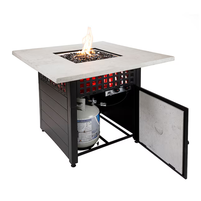 allen + roth DualHeat 40-in W 41000-BTU Black Steel Square Propane Gas Fire Pit Table, GAD19104L *JR2408 [FB190], MSRP: $749.00, Final Price: $399.99 + Tax