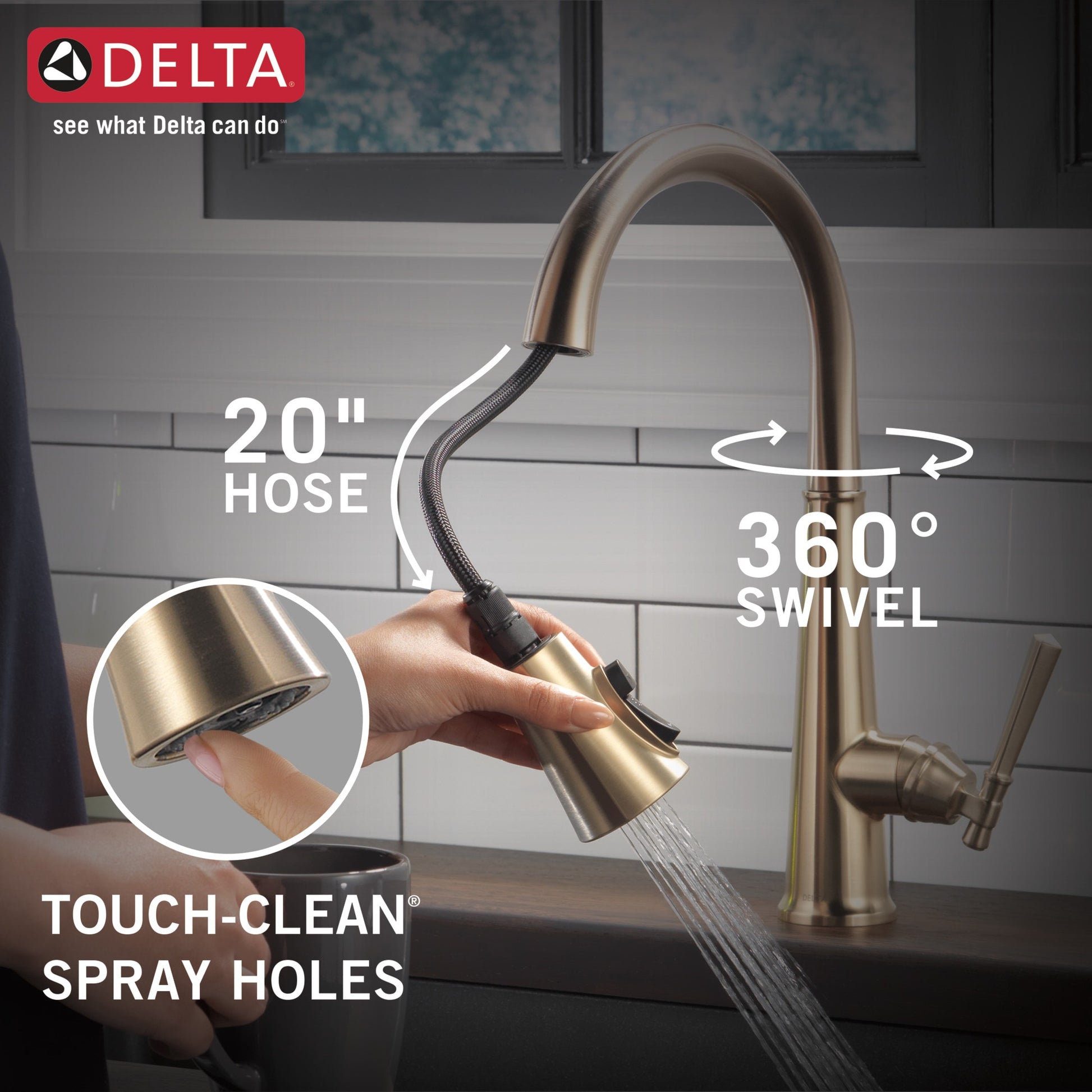 Delta Emmeline Single Handle Pull-Down Kitchen Faucet in Lumicoat Champagne Bronze, 9182-CZ-PR-DST, MRSP: $928, FINAL PRICE: $ + TAX