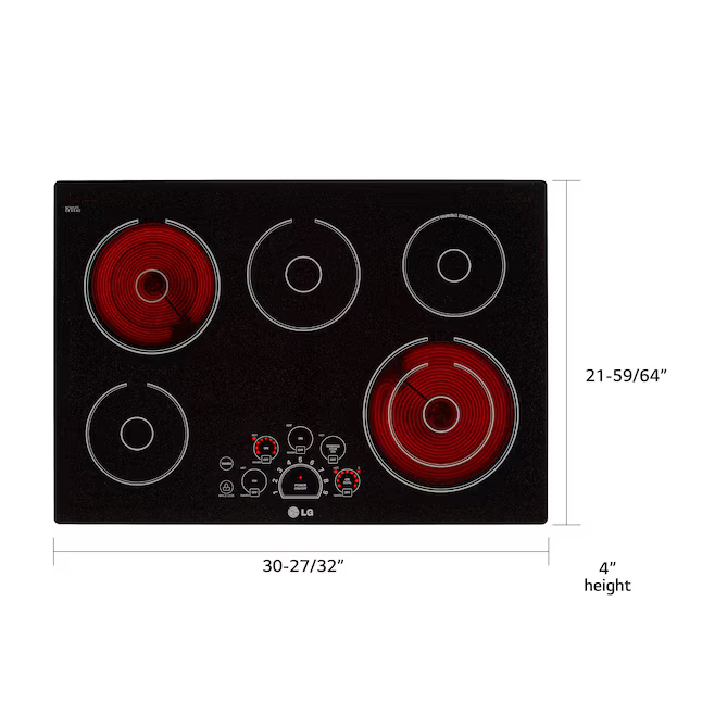 LG 30-in 5 burners Smooth Surface (Radiant) Black Electric Cooktop, LCE3010SB *JR2507, Retail: $1,299.00, FINAL PRICE: $599.99 + TAX