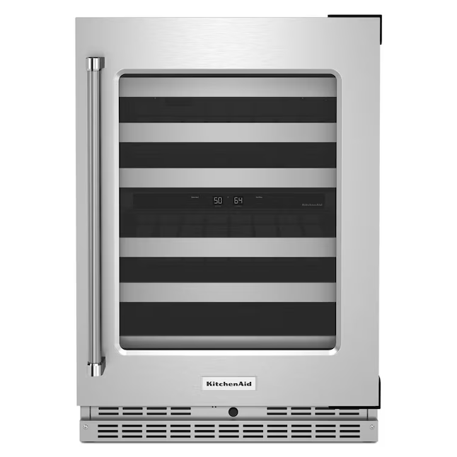 KitchenAid 23.88-in W 46-Bottles Stainless Steel Dual Zone Cooling Built-in Indoor Wine Cooler, KUWR314KSS *JR2510, Retail: $3,299.00, FINAL PRICE: $1,799.99 + TAX