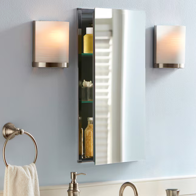 Alpine Reserve 15-in x 26-in Fog Free Surface/Recessed Mount Silver Mirrored Square Soft Close Medicine Cabinet, 2550864 *HD2509, Retail: $149.00, FINAL PRICE: $ + TAX