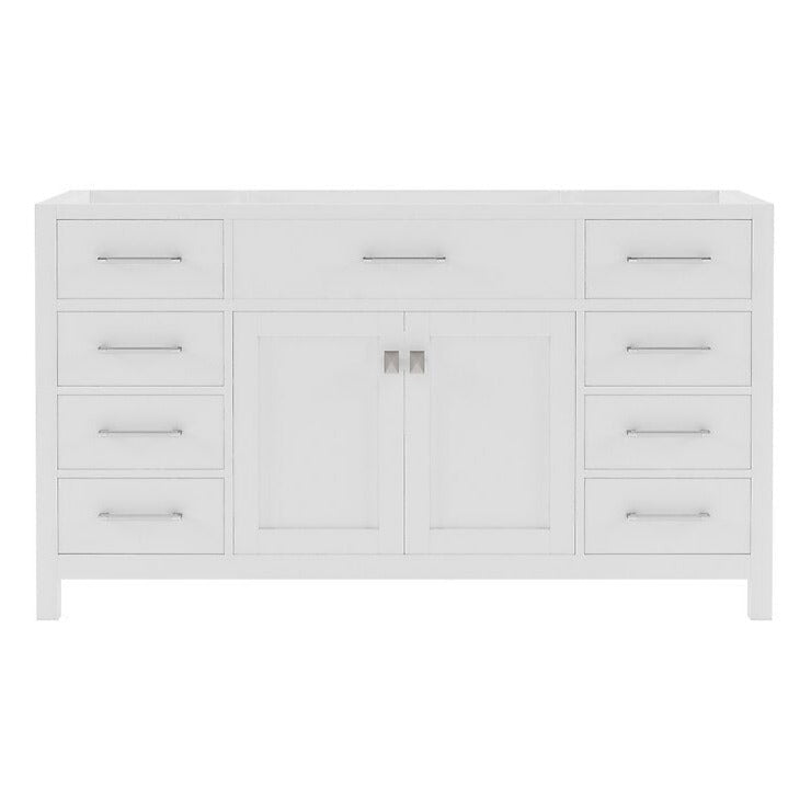 Caroline 60-in White Undermount Single Sink Bathroom Vanity with Custom Quartz Top, MS-2060-CQTSQ-WH