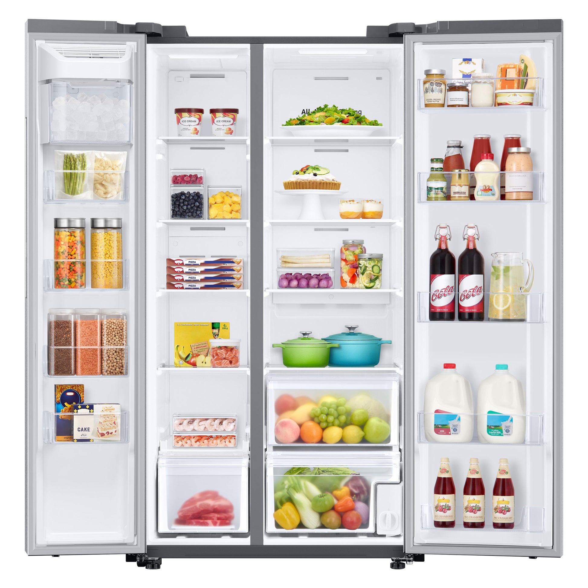 Samsung Bespoke AI 23-cu ft Counter-Depth 36-in Wide Side-by-Side Refrigerator Smart Compatible with Ice Maker with Ice Dispenser ( Fingerprint Resistant Stainless Steel )