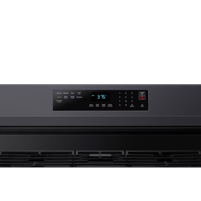 Samsung 30-in 5 Burners 6-cu ft Self-cleaning Air Fry Convection Oven Freestanding Natural Gas Range (Fingerprint Resistant Black Stainless Steel), NX60A6511SG/AA *BD
