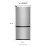 KitchenAid 18.67-cu ft Standard-Depth 30-in Bottom-Freezer Refrigerator no Ice Maker (Stainless Steel), KRBL109ESS *JR2512, Retail: $2,110.00, FINAL PRICE: $999.99 + TAX