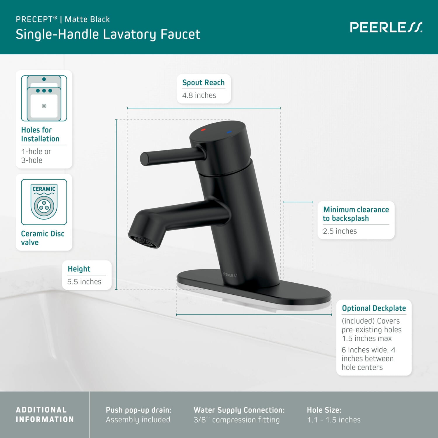Peerless Precept Single-Handle Bath Faucet in Matte Black, P1547LF-BL, MSRP: $170.91, FINAL PRICE: $69.99 + TAX