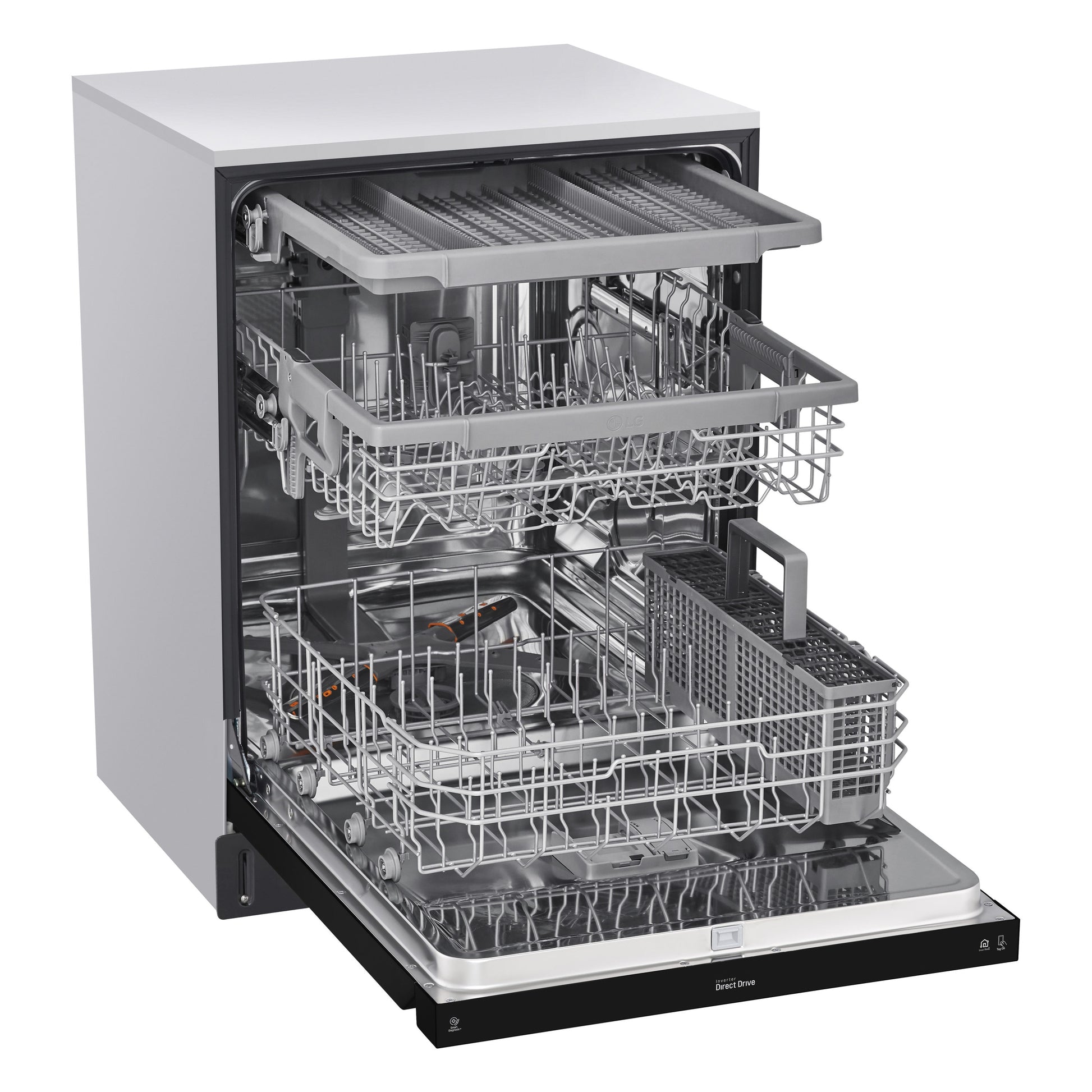 LG 24-in Front Control Built-in Dishwasher (Black) With Third Rack, QuadWash and Dynamic Dry , 48-Decibel