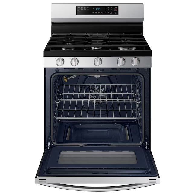 Samsung 30-in 5 Burners 6-cu ft Self-cleaning Air Fry Convection Oven Freestanding Smart Natural Gas Range (Fingerprint Resistant Stainless Steel), NX60A6511SS/AA *BD