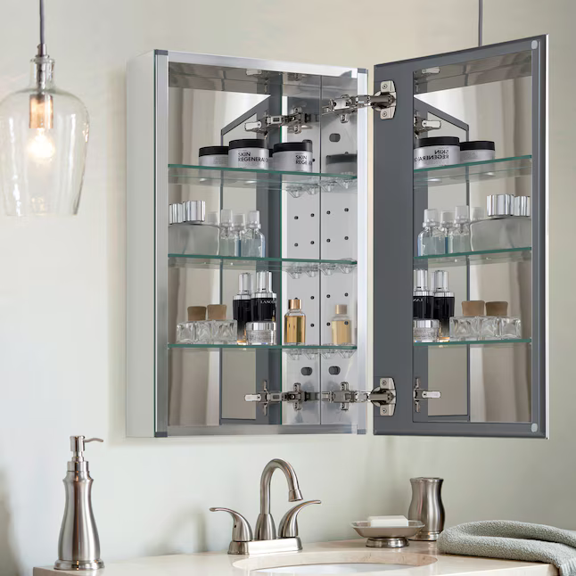 Alpine Reserve 15-in x 26-in Fog Free Surface/Recessed Mount Silver Mirrored Square Soft Close Medicine Cabinet, 2550864 *HD2509, Retail: $149.00, FINAL PRICE: $ + TAX