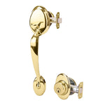 Schlage Plymouth Bright Brass Exterior Single-Cylinder Deadbolt and Keyed Entry Door Handleset