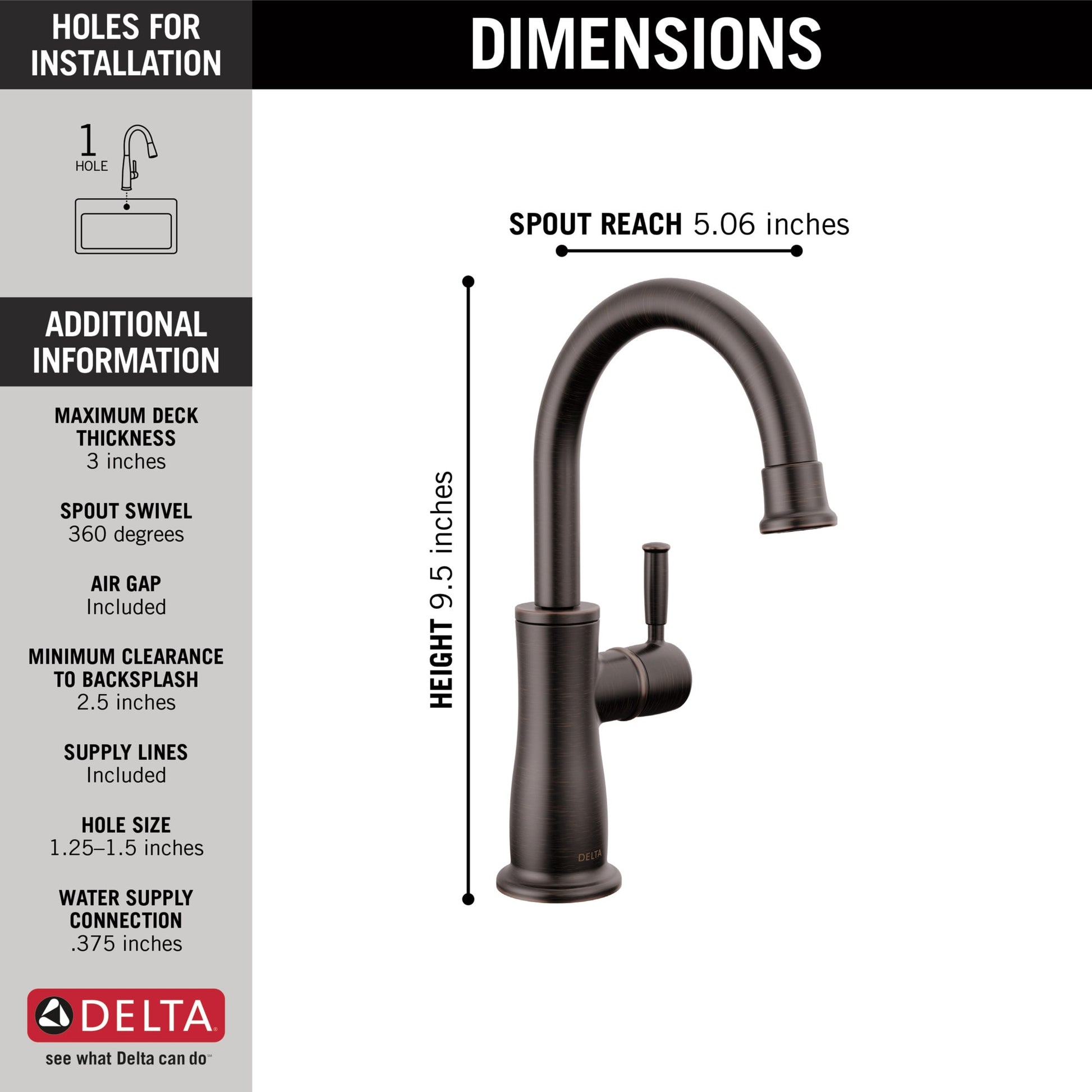 Delta Traditional Beverage Faucet in Venetian Bronze