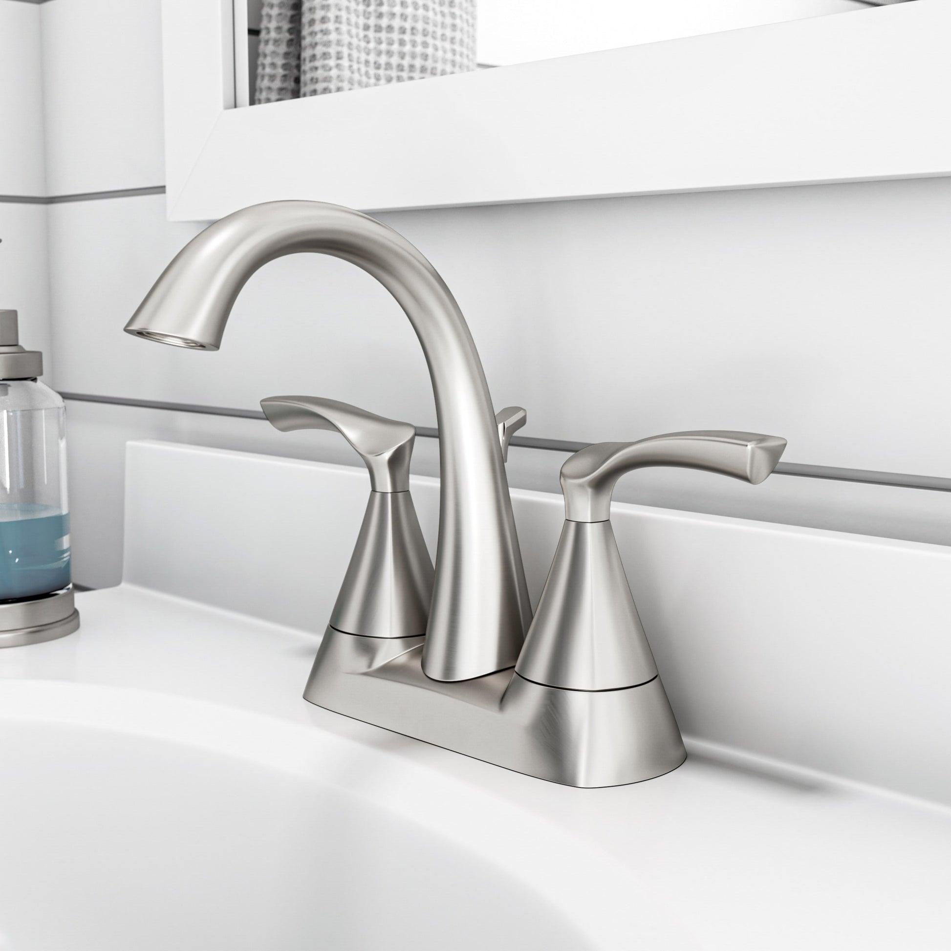 Delta Sandover Two Handle Centerset Lavatory Faucet in Spotshield Brushed Nickel, 25748LF-SP, MRSP: $201.5, FINAL PRICE: $ + TAX