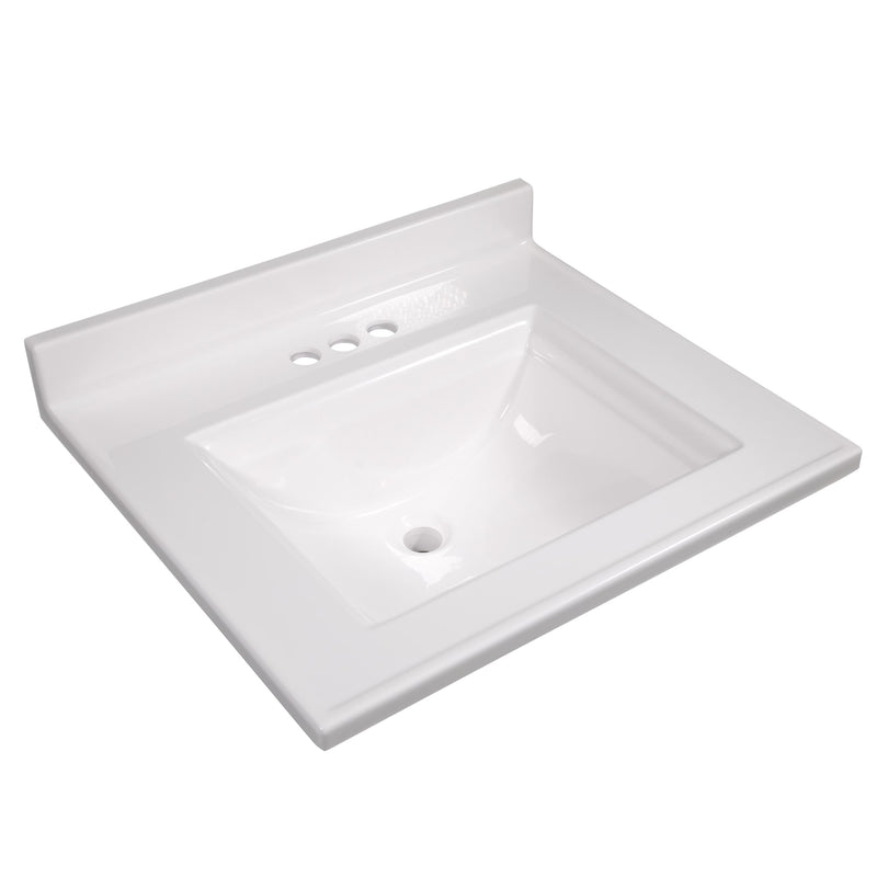Design House Camilla 25-in Solid White Cultured Marble Single Sink 4-in Centerset Faucet Mount Bathroom Vanity Top