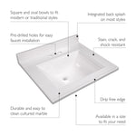 Design House Camilla 25-in Solid White Cultured Marble Single Sink 4-in Centerset Faucet Mount Bathroom Vanity Top