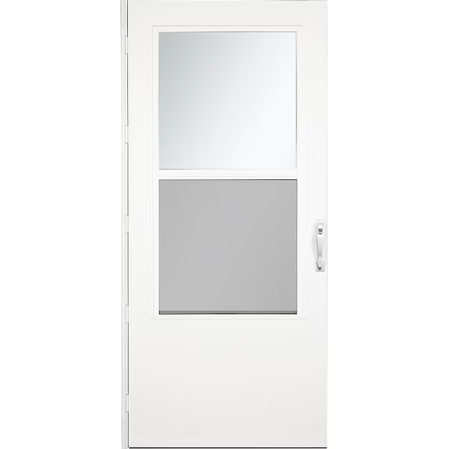 LARSON 20+ Midview 36-in x 81-in White Wood Core Reversible Hinge Storm Door Mid-view with Self-storing Screen (White Handle Included), 37098032 #353937 *JR2507, Retail: $209.00, FINAL PRICE: $139.99 + TAX