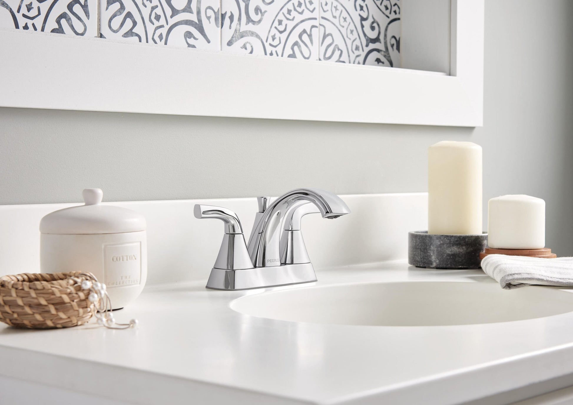 Peerless Parkwood Two Handle Centerset Lavatory Faucet in Chrome