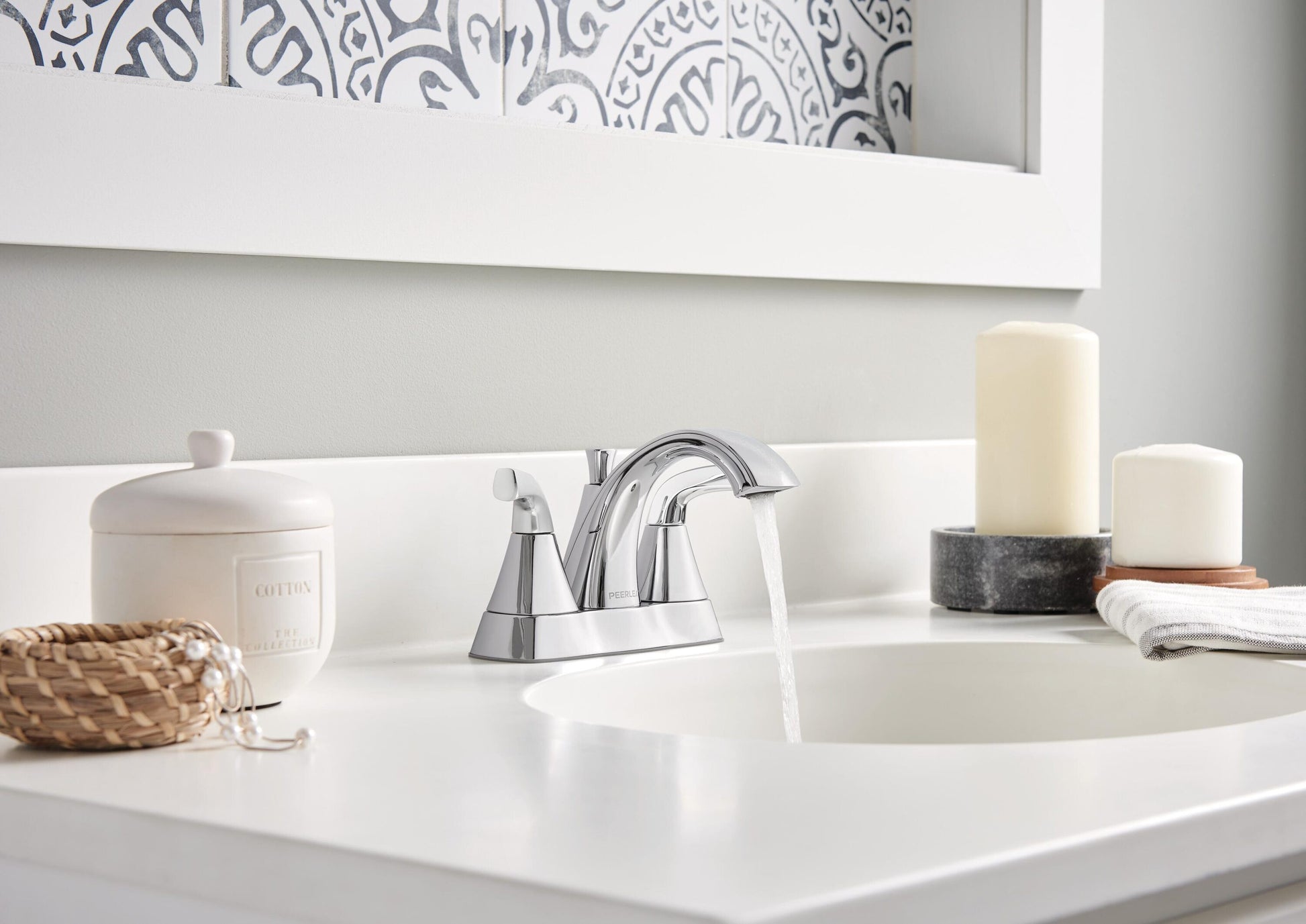 Peerless Parkwood Two Handle Centerset Lavatory Faucet in Chrome