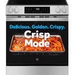 GE Crisp Mode 30-in Glass Top 5 burners 5.3-cu ft Slide-In Electric Range ( Stainless Steel )