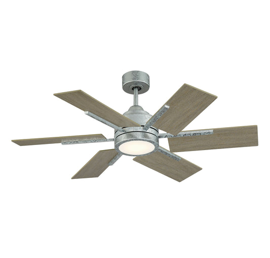 44-770-6WO-168 Farmhouse II 44-IN LED Ceiling Fan in Galvanized +Remote and Light Kit, MSRP: $658.00, Loc: Rug-3, CLEARANCE DISCOUNT