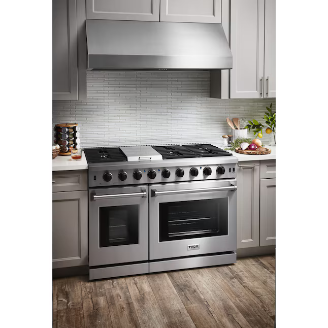 Thor Kitchen 48-in 7 burners 4.6-cu ft / 2.2-cu ft Convection Oven Freestanding Double Oven Gas Range (Stainless Steel), LRG4807U *JR2508, Retail: $5,499.00, FINAL PRICE: $3,799.99 + TAX