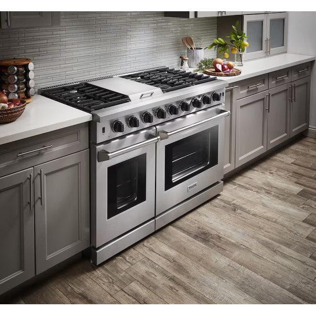 Thor Kitchen 48-in 7 burners 4.6-cu ft / 2.2-cu ft Convection Oven Freestanding Double Oven Gas Range (Stainless Steel), LRG4807U *JR2508, Retail: $5,499.00, FINAL PRICE: $3,799.99 + TAX