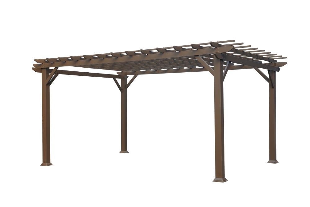 Style Selections 10-ft W x 14-ft L x 7-ft 6-in H Brown Metal Freestanding Pergola [FBM-243]