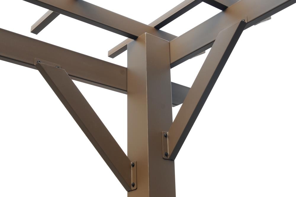 Style Selections 10-ft W x 14-ft L x 7-ft 6-in H Brown Metal Freestanding Pergola [FBM-243]