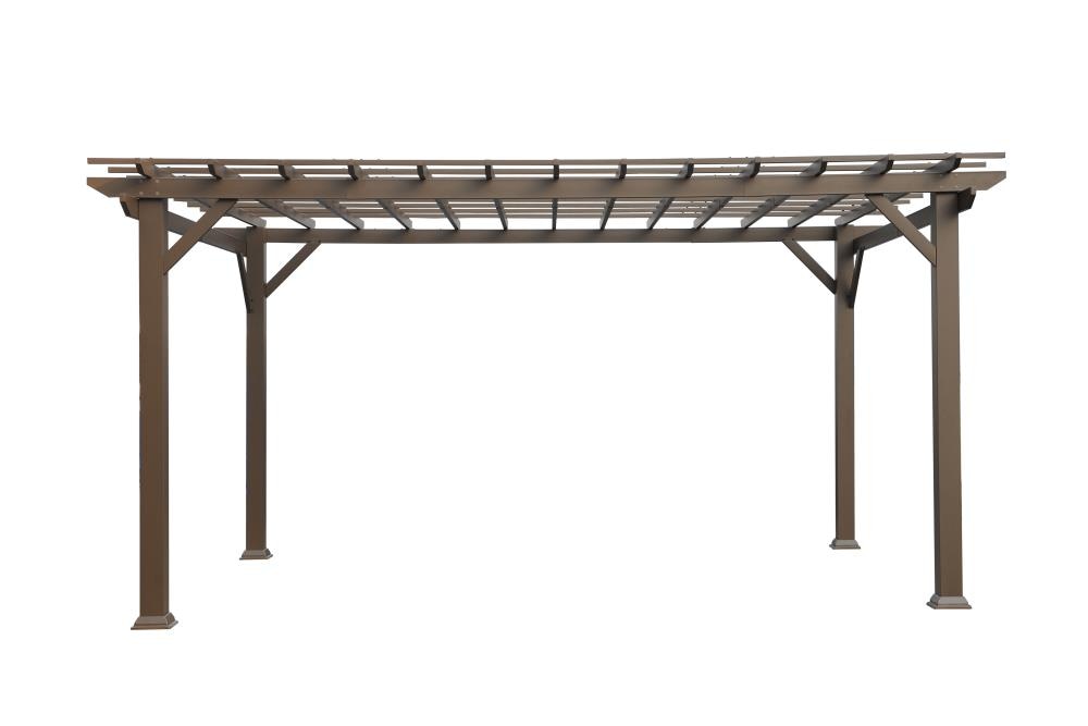 Style Selections 10-ft W x 14-ft L x 7-ft 6-in H Brown Metal Freestanding Pergola [FBM-243]