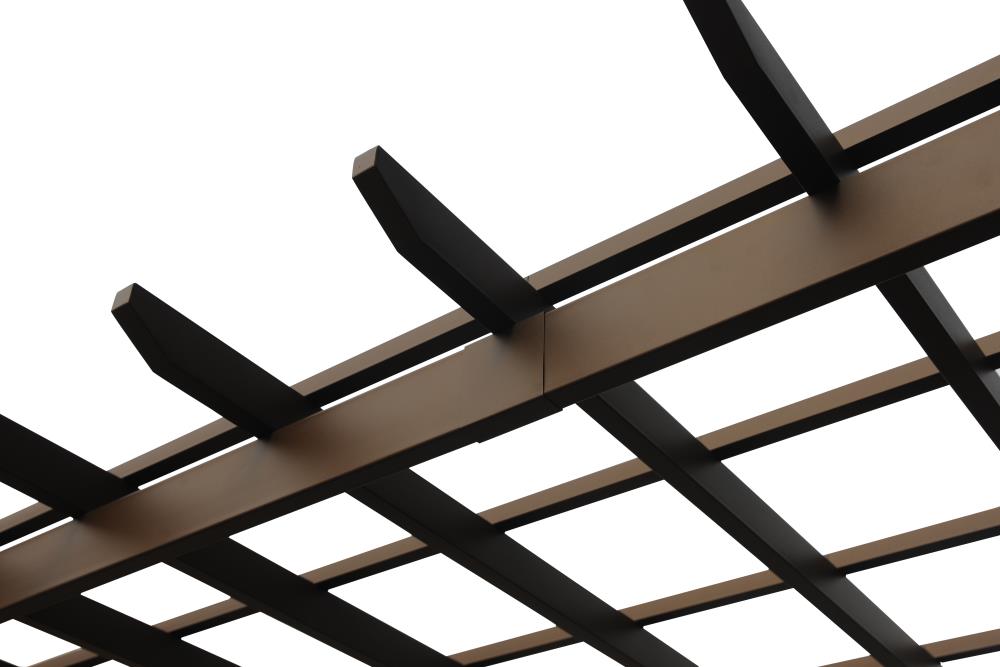 Style Selections 10-ft W x 14-ft L x 7-ft 6-in H Brown Metal Freestanding Pergola [FBM-243]