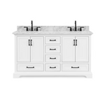 Alpine Reserve St. John 60-in Carrara White Undermount Double Sink Bathroom Vanity with White Natural Marble Top, BV-6510O-60  #2694629 *HD2509, Retail: $1,399.00, FINAL PRICE: $899.99 + TAX