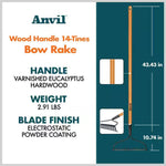 Anvil 47 in. L Wood Handle 14-Tines Garden Bow Rake 77105-943, MSRP: 14.98 - FINAL: