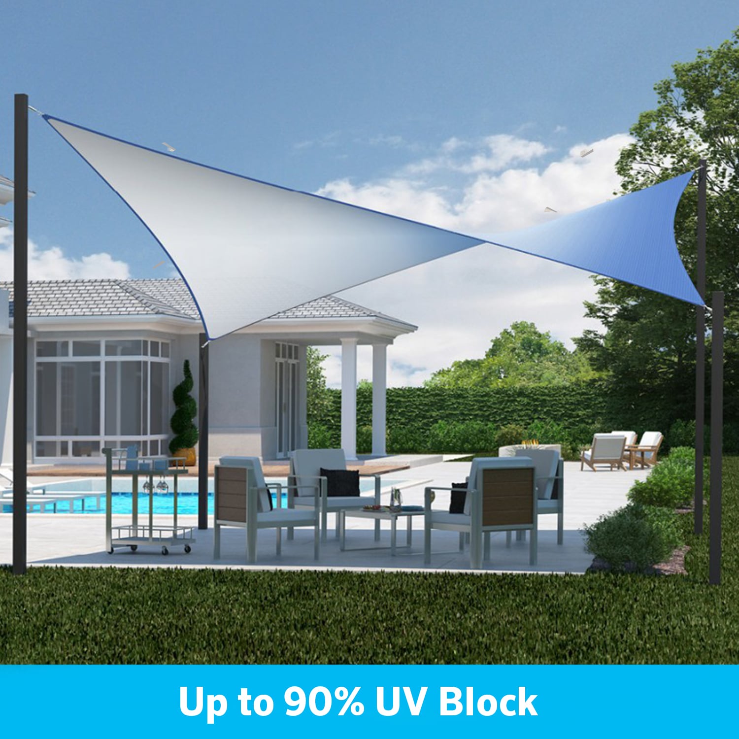 Coolaroo Ready to Hang DualShade 8-ft x 11-ft Santorini Shade sail, RETAIL: $49.98, FINAL PRICE: $27.99