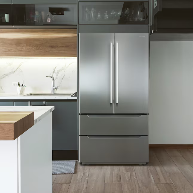 Cosmo Counter-Depth 22.5-cu ft 4-Door 36-in French Door Refrigerator with Ice Maker (Stainless Steel), COS-FDR225RHSS-G *JR2512, Retail: $3,399.99, FINAL PRICE: $1,599.99 + TAX