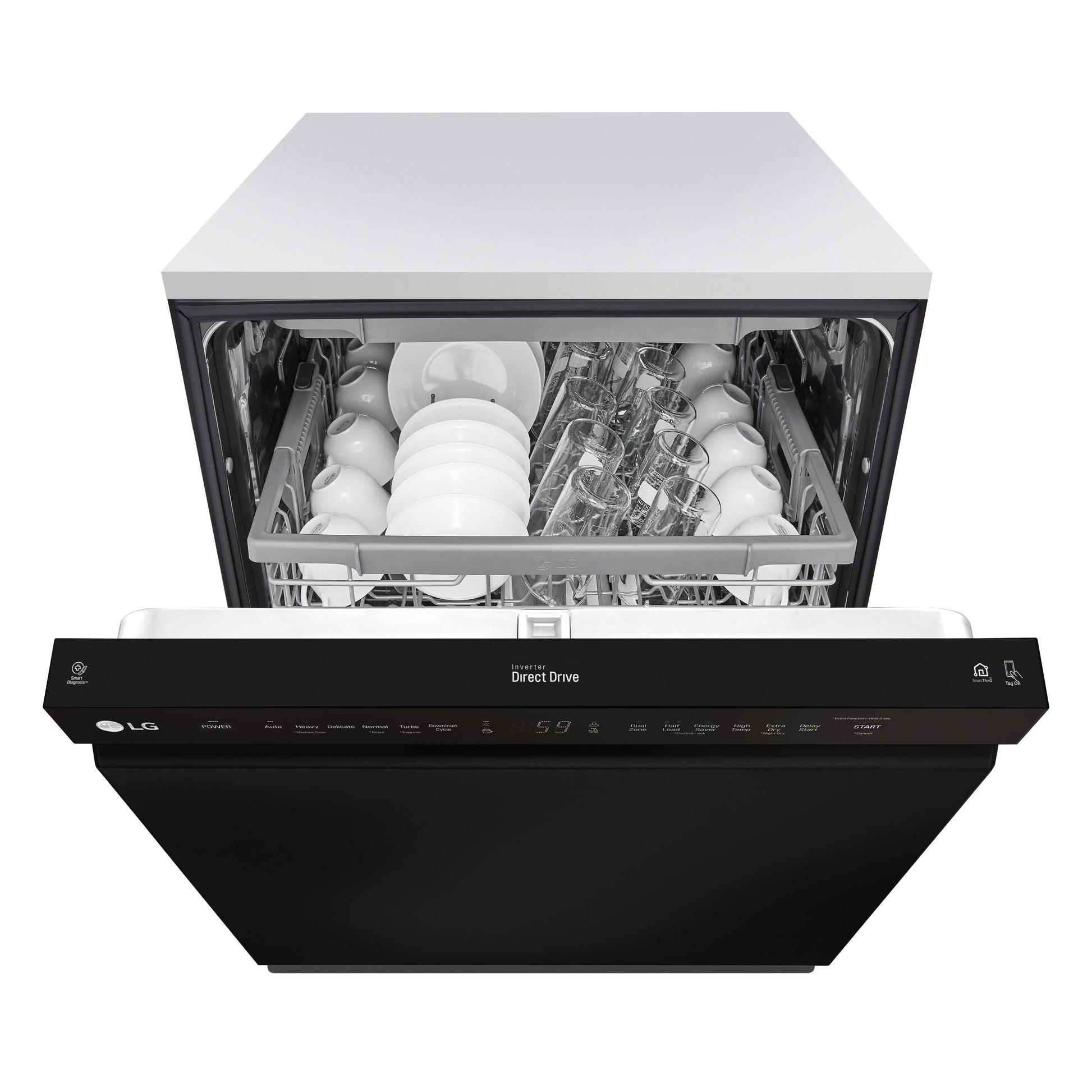 LG 24-in Front Control Built-in Dishwasher (Black) With Third Rack, QuadWash and Dynamic Dry , 48-Decibel