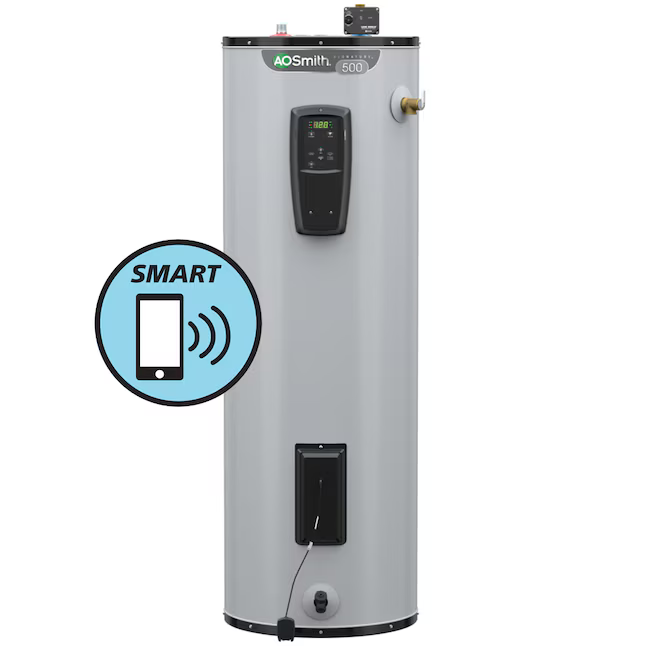 A.O. Smith Signature 500 55-Gallon Tall 5500-Watt Double Element Grid Capable Smart Electric Water Heater with Leak Detection and Automatic Shut-off, EEA12-55H55DVF *HD2509, Retail: $1,089.00, FINAL PRICE: $599.99 + TAX