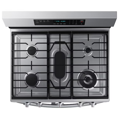 Samsung 30-in 5 burners 3.4-cu. ft / 2.5-cu. ft Self-cleaning Air Fry Convection Freestanding Natural Gas Double Oven Range (Stainless Steel), NX60A6751SS/AA *BD