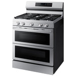 Samsung Flex Duo 30-in 5 burners 3.4-cu ft / 2.5-cu ft Air Fry Convection Oven Freestanding Double Oven Gas Range ( Fingerprint Resistant Stainless Steel )