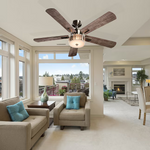 Harbor Breeze Elms 52-in Color-Changing Integrated LED Brushed Nickel with Gray/Walnut Blades Ceiling Fan With Light - Remote Included (5-Blade), HTD21011  #4067989 *JR2509, Retail: $179.98, FINAL PRICE: $99.99 + TAX
