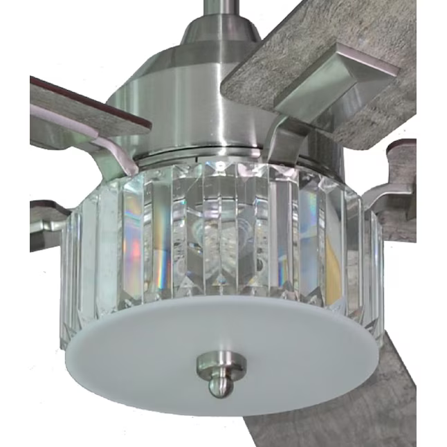 Harbor Breeze Elms 52-in Color-Changing Integrated LED Brushed Nickel with Gray/Walnut Blades Ceiling Fan With Light - Remote Included (5-Blade), HTD21011  #4067989 *JR2509, Retail: $179.98, FINAL PRICE: $99.99 + TAX