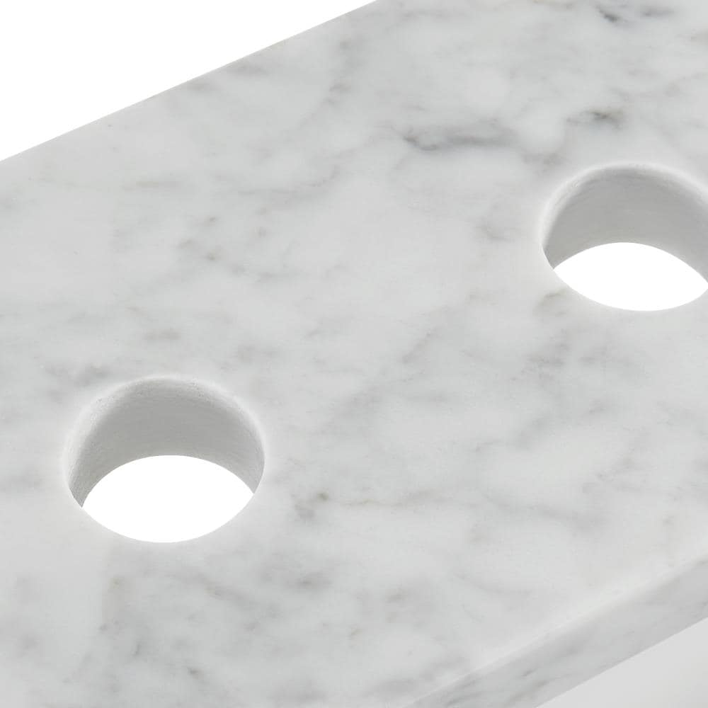 Alpine Reserve Carrara 61-in x 22-in White Natural Marble Undermount Double Sink Widespread Faucet Mount Bathroom Vanity Top