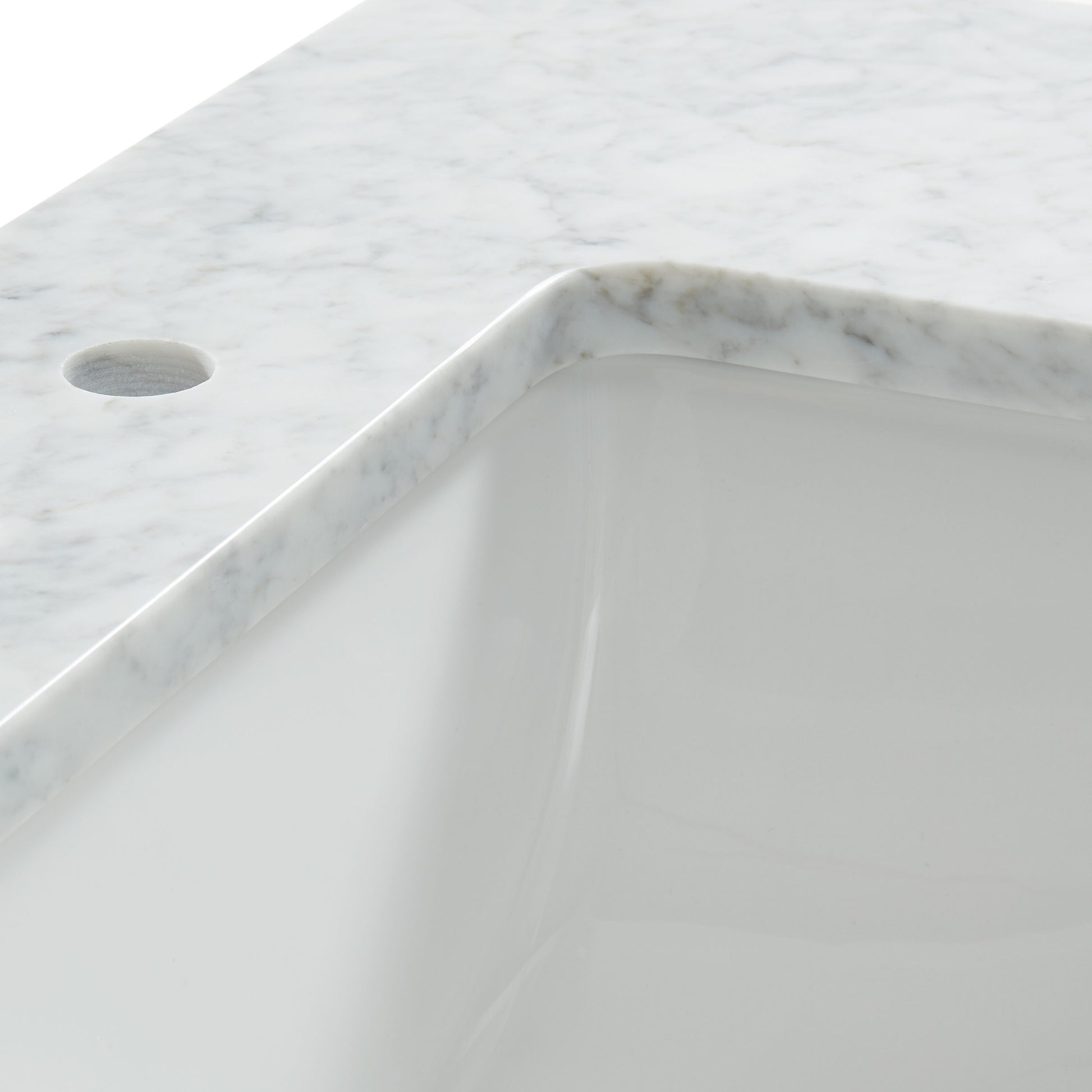 Alpine Reserve Carrara 61-in x 22-in White Natural Marble Undermount Double Sink Widespread Faucet Mount Bathroom Vanity Top